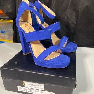 Olivia Jaymes Double Platform Royal Blue Heels Size 9